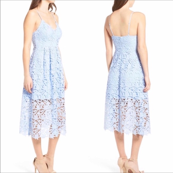 astr lace midi dress periwinkle
